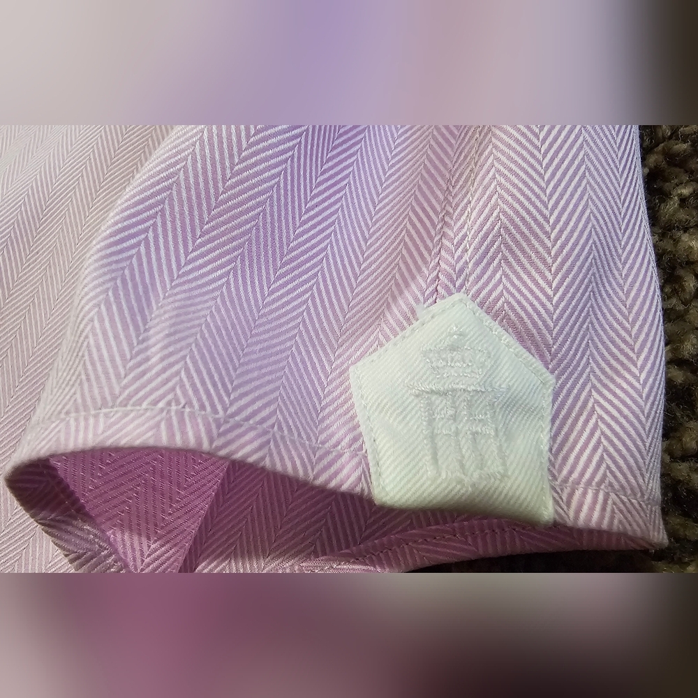 Emanuel Berg Men's Custom Button-down Pink Cotton Dress Shirt Size 45 - Picture 3 of 11